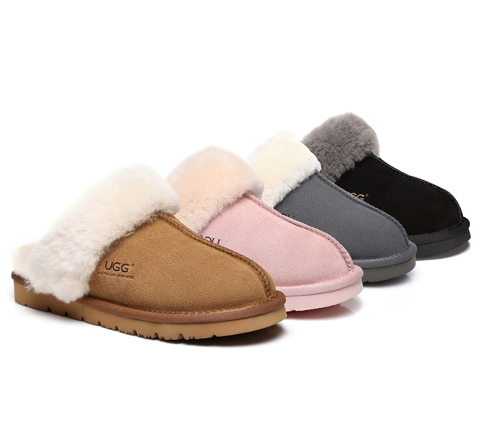 靴 UGG Comfortable Muffin Scuff Slippers UGG Unisex Muffin Scuff Slippers #15564 Genuine Sheepskin Lining