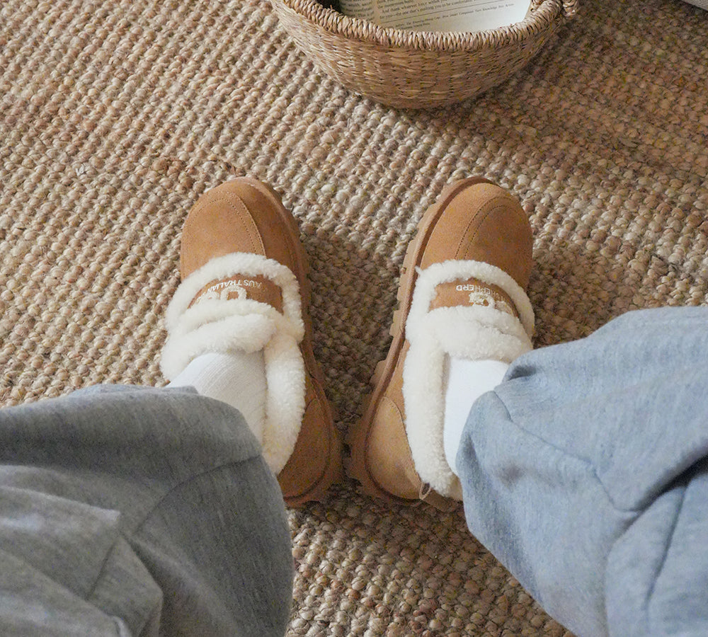 AUSTRALIAN SHEPHERD® UGG Slippers Women Sheepskin Wool Ankle Rilee