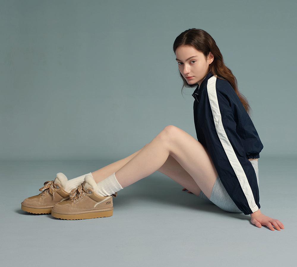 AUSTRALIAN SHEPHERD® UGG Boots Sheepskin Wool Lace Up Platform