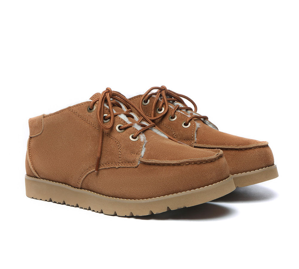 Lace Up Ankle Sheepskin Casual Men Boots Ryan – Australian  display picture 3