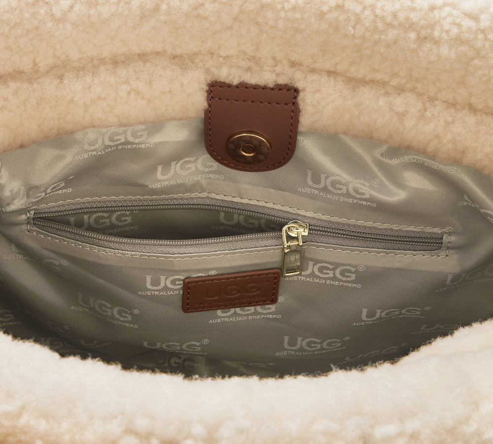 み*)様 UGG バッグ Australian Shepherd オーストラリア AUSTRALIAN SHEPHERD® Women Suede Shearling Over Shoulder Tote Bag
