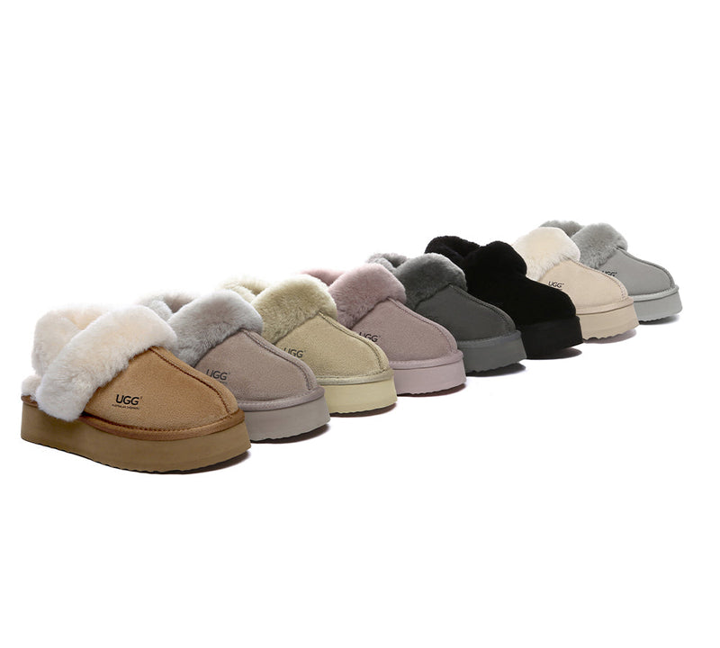 Women Removable Wool Strap Slingback Platform Slippers Musa