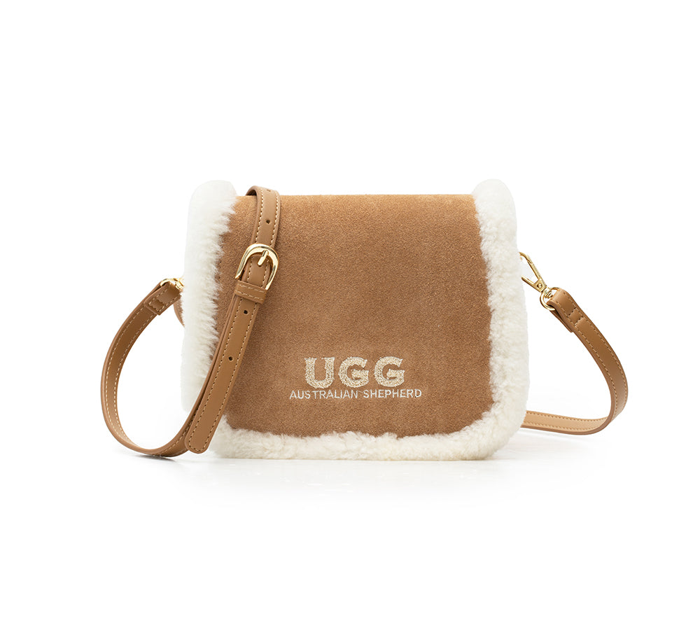 AUSTRALIAN SHEPHERD® Women Fluffy Wool Adjustable Strap Over Shoulder Messenger Bag