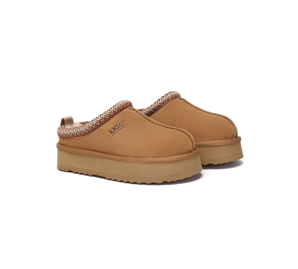 AUSTRALIAN SHEPHERD® UGG Slippers Sheepskin Wool Ankle Platform