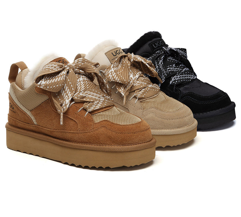AUSTRALIAN SHEPHERD® UGG Boots Sheepskin Wool Lace Up Platform Sneakers Parkyr UGG AUSTRALIAN SHEPHERD
