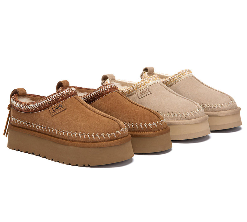 AUSTRALIAN SHEPHERD® UGG Slippers Suede Wool Lined Platform Clogs Canlia UGG AUSTRALIAN SHEPHERD