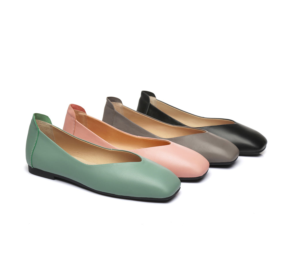 Flats - AS UGG Women Leather Ballet Flats Linda
