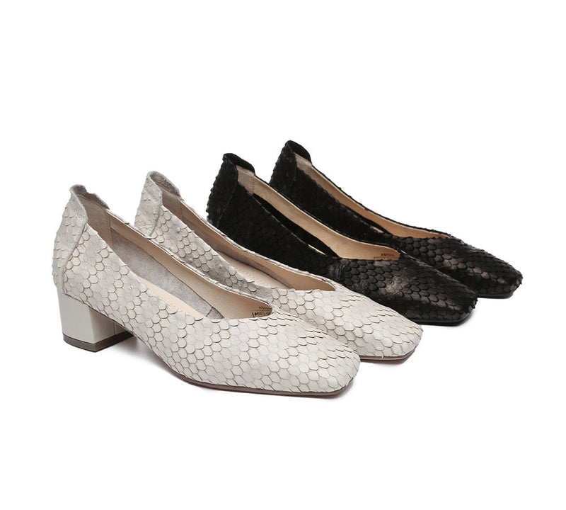 Heels - Leather Low Block Heel Women Sonja