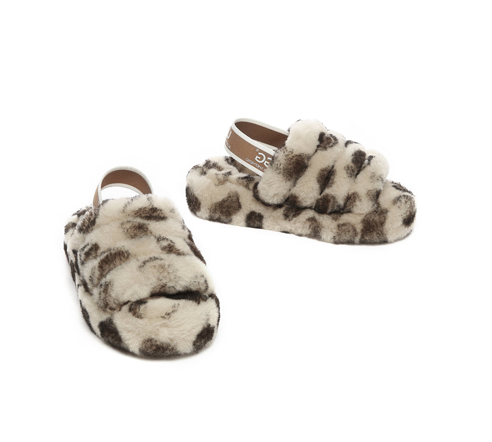Kids Slingback Fluffy Slides Leopard Puffy Australian Shepherd UGG Store
