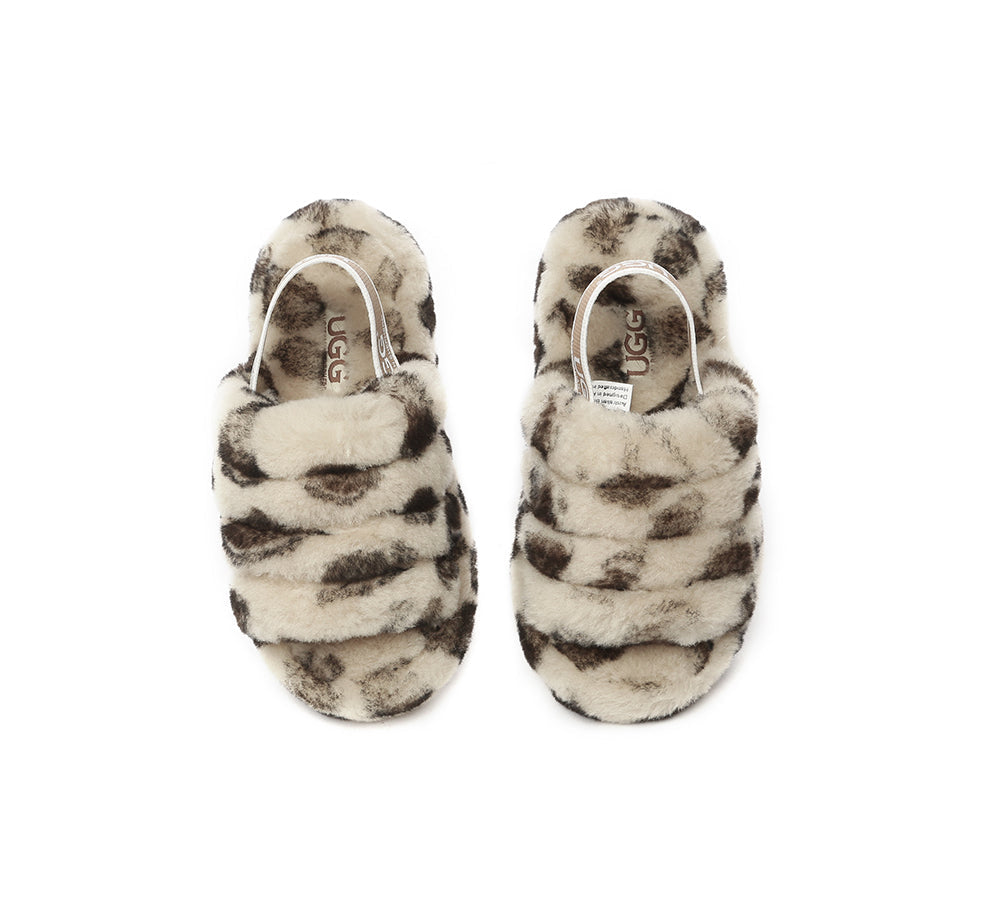 Kids Slingback Fluffy Slides Leopard Puffy Australian Shepherd UGG Store