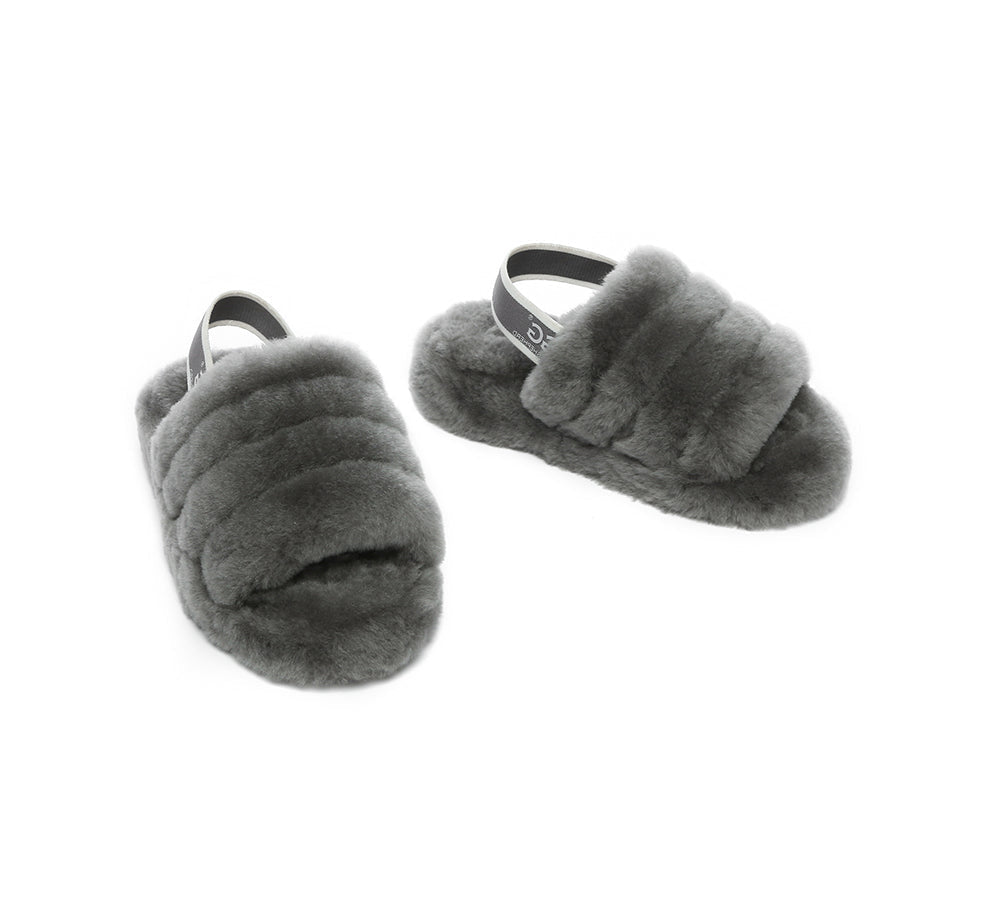 Kids Slingback Fluffy Slides Puffy Australian Shepherd UGG Store