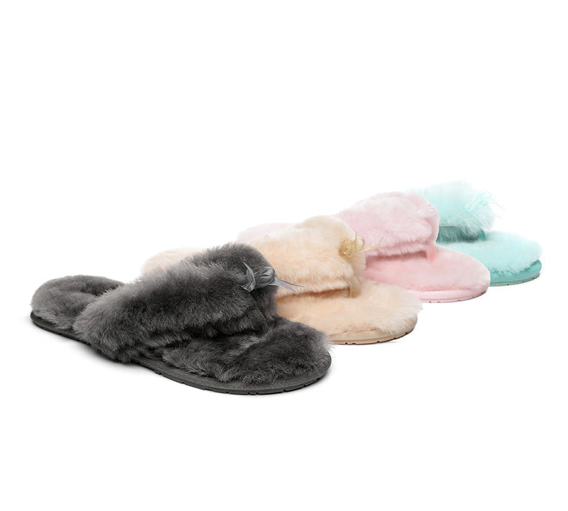 Slippers - AS UGG Women Fluffy Slides Thongs Cinderella