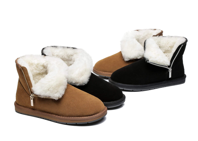 UGG Boots - AS Sheepskin Wool Mini Side Zipper Ugg Boots