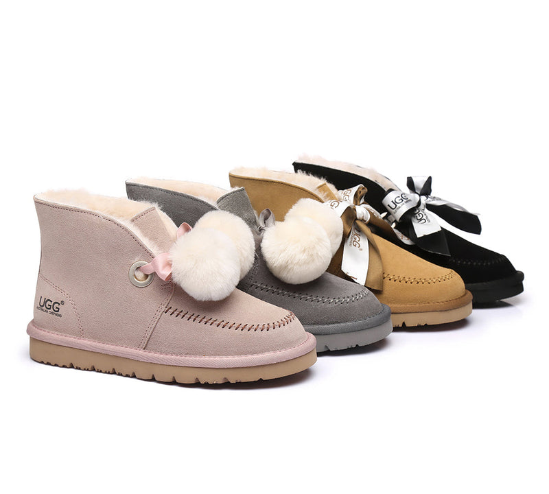 UGG Boots - Australian Shepherd UGG Ribbon Pom Pom Boots Doreen