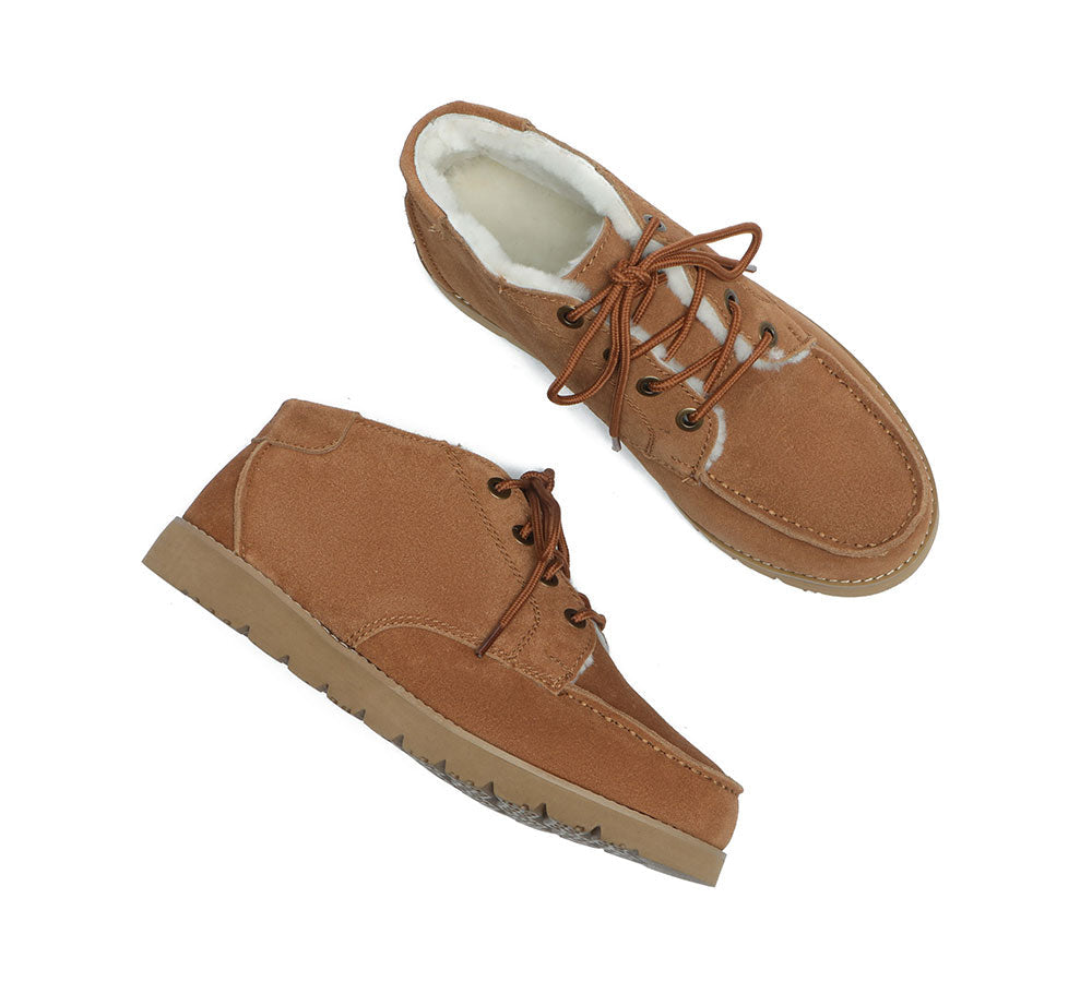 Men’s Lace Up Sheepskin Shoes Dorset | Mens Classic Sheepskin Boots | Brogue Leather  main image 4