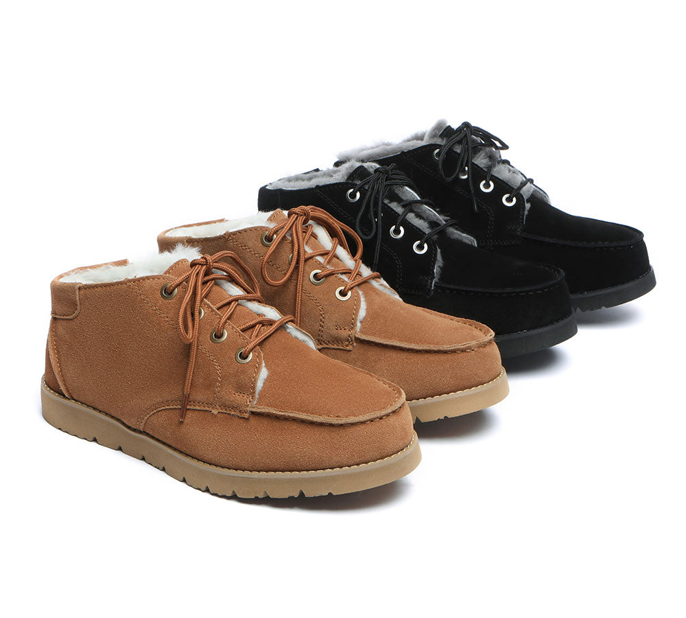 Lace Up Ankle Sheepskin Casual Men Boots Ryan