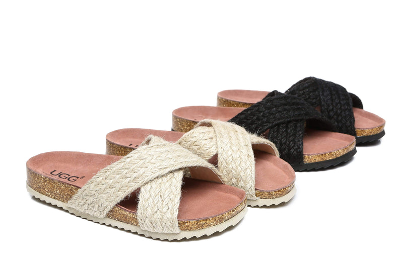 Slippers - AS UGG Women Sandals Espadrilles Flat Slide Milo