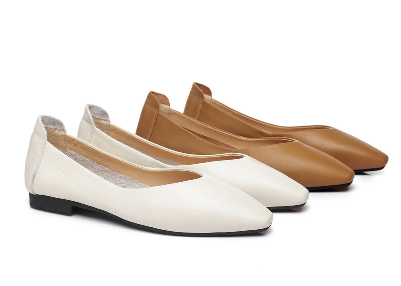 UGG Boots - Everly Leather Pointed Toe Ballet Flats