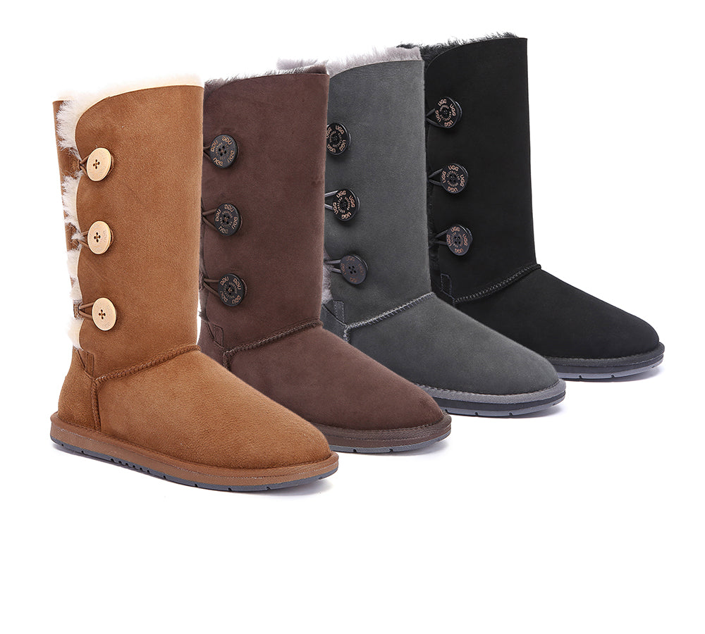 UGG Boots - UGG Boots Australia Double Face Sheepskin Tall Triple Button Boots