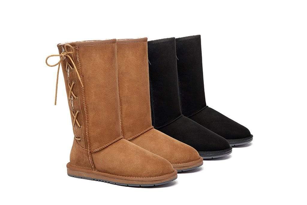 UGG Boots Australia Premium Double Face Sheepskin Tall Side Lace Up,Water Resistant #15983 (10762415635)